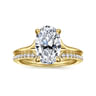 Alden - 14K Yellow Gold Split Shank Oval Diamond Engagement Ring - 0.07 ct