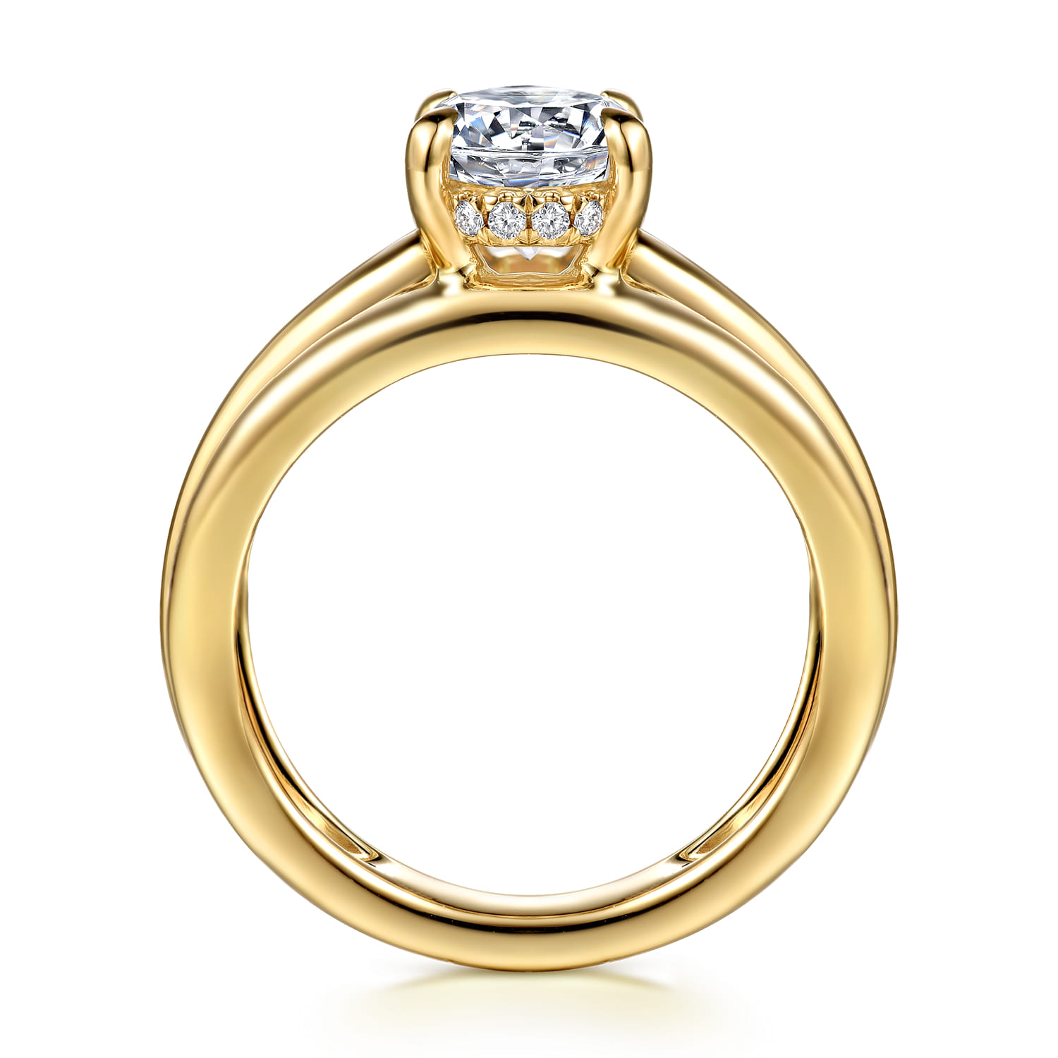 Bexley - 14K Yellow Gold Split Shank Oval Diamond Engagement Ring - 0.1 ct - Shot 2