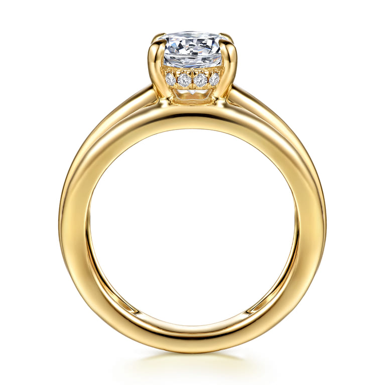 Bexley - 14K Yellow Gold Split Shank Oval Diamond Engagement Ring - 0.1 ct - Shot 2
