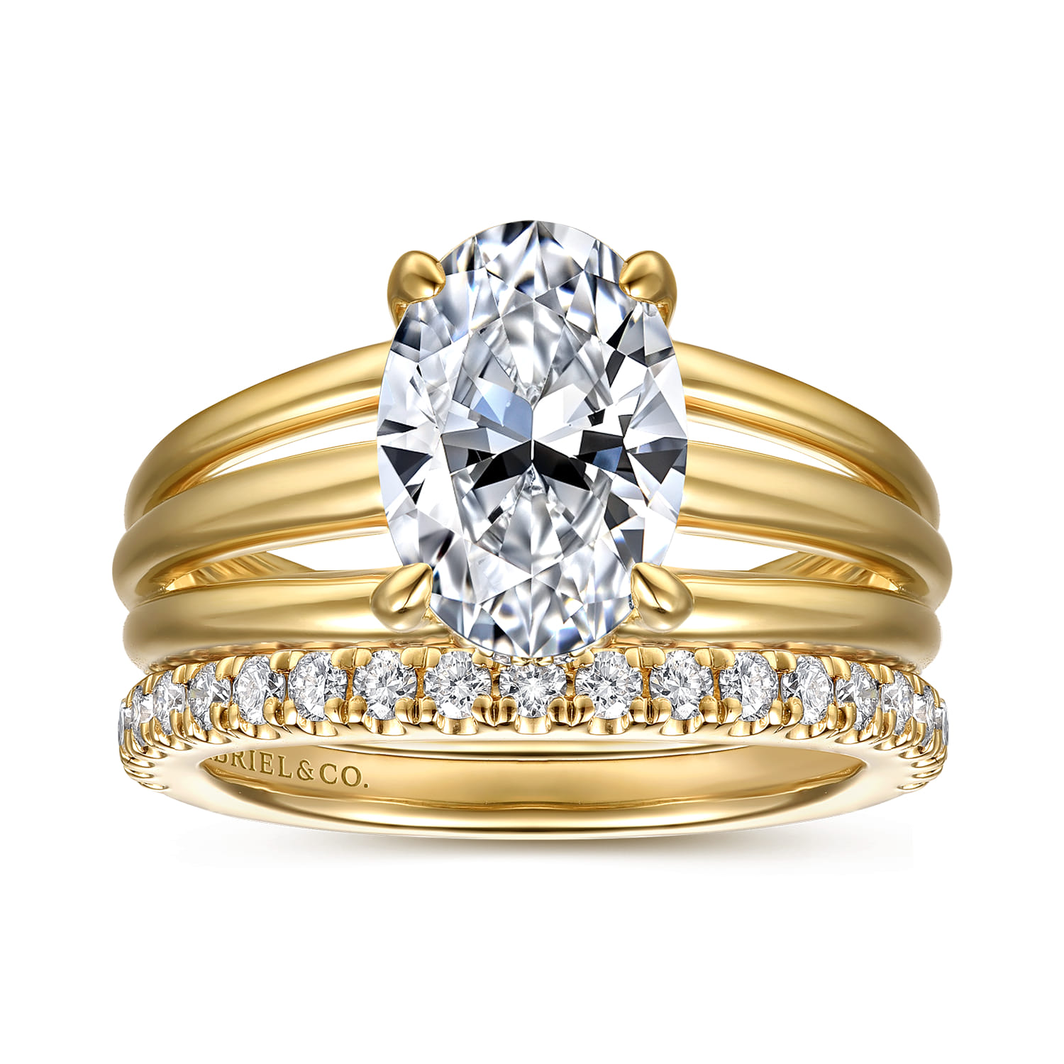Bexley - 14K Yellow Gold Split Shank Oval Diamond Engagement Ring - 0.1 ct - Shot 4