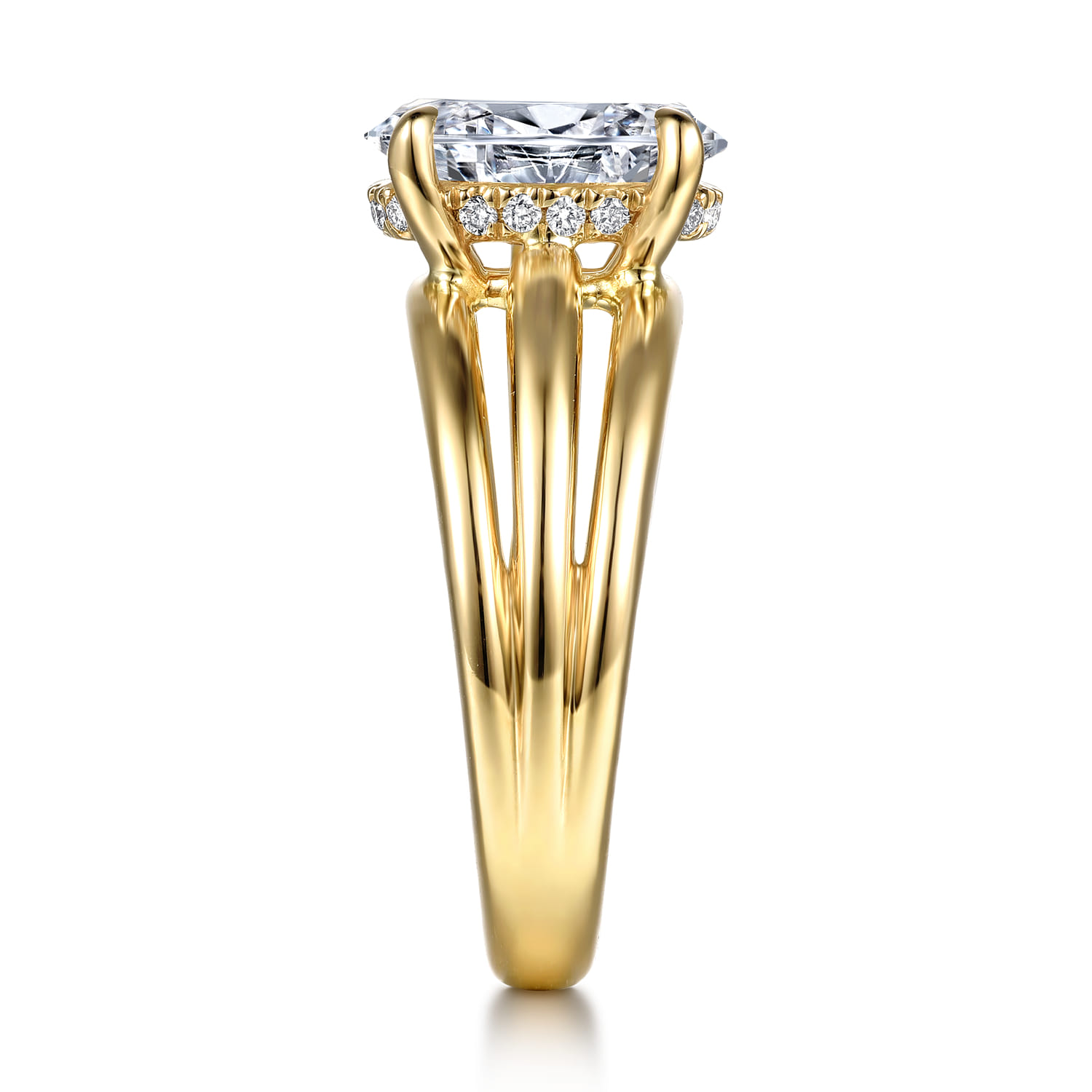 Bexley - 14K Yellow Gold Split Shank Oval Diamond Engagement Ring - 0.1 ct - Shot 5