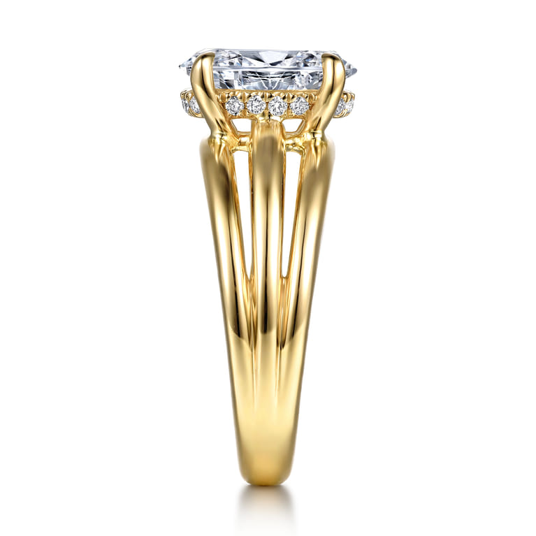 Bexley - 14K Yellow Gold Split Shank Oval Diamond Engagement Ring - 0.1 ct - Shot 5