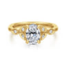 Brigida - Vintage Inspired 14K Yellow Gold Oval Diamond Engagement Ring - 0.18 ct