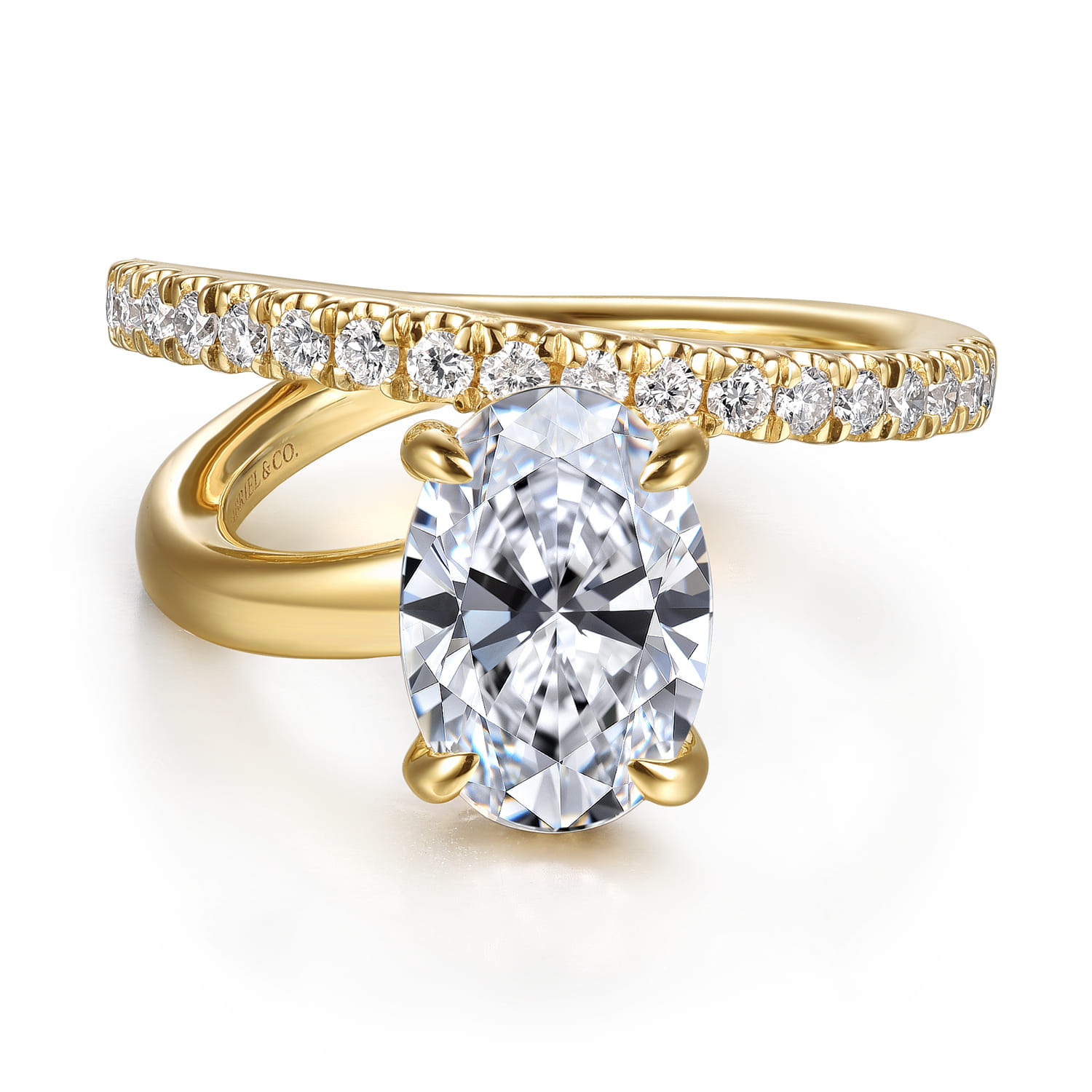 Frost - 14K Yellow Gold Split Shank Oval Diamond Engagement Ring - 0.4 ct - Shot 1