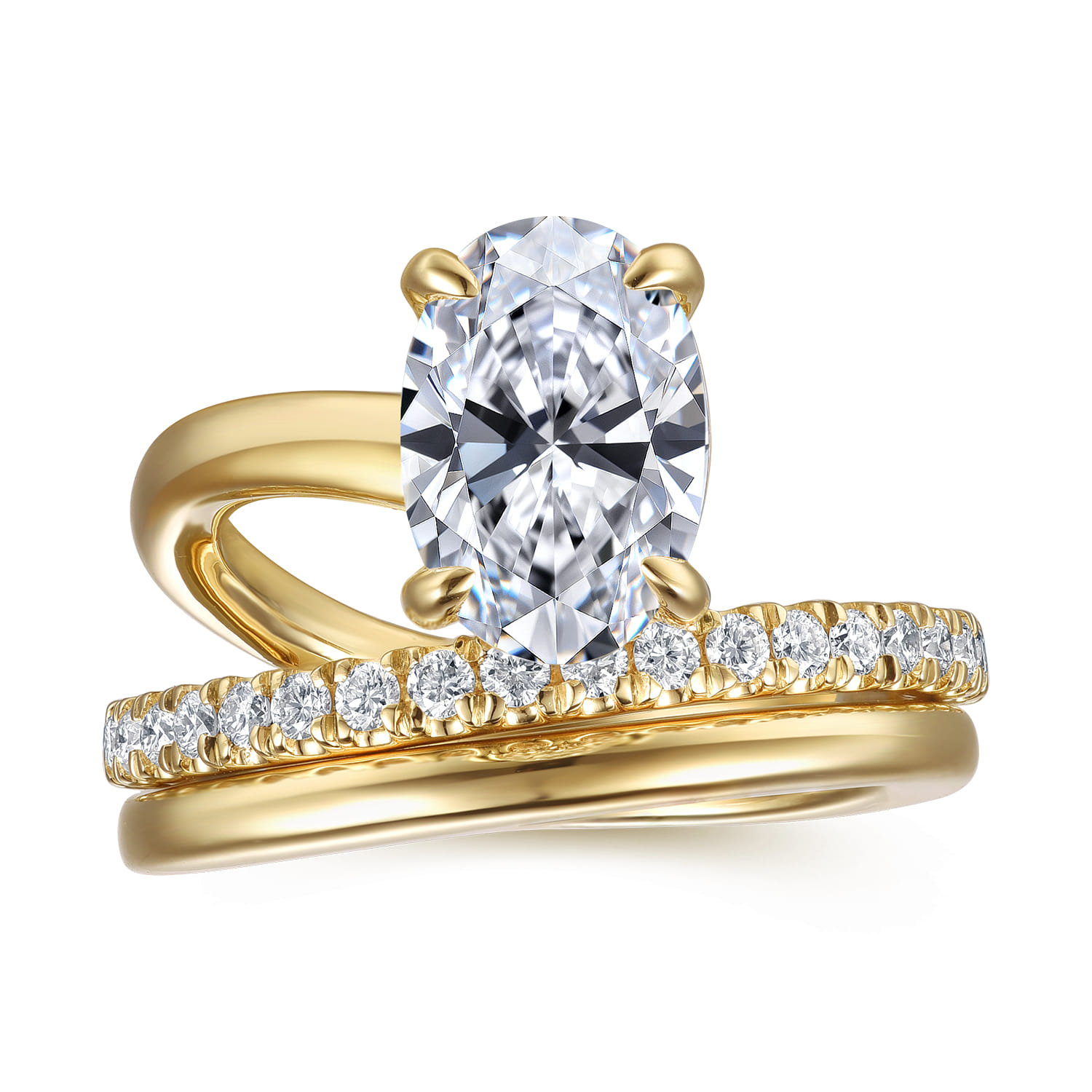 Frost - 14K Yellow Gold Split Shank Oval Diamond Engagement Ring - 0.4 ct - Shot 4