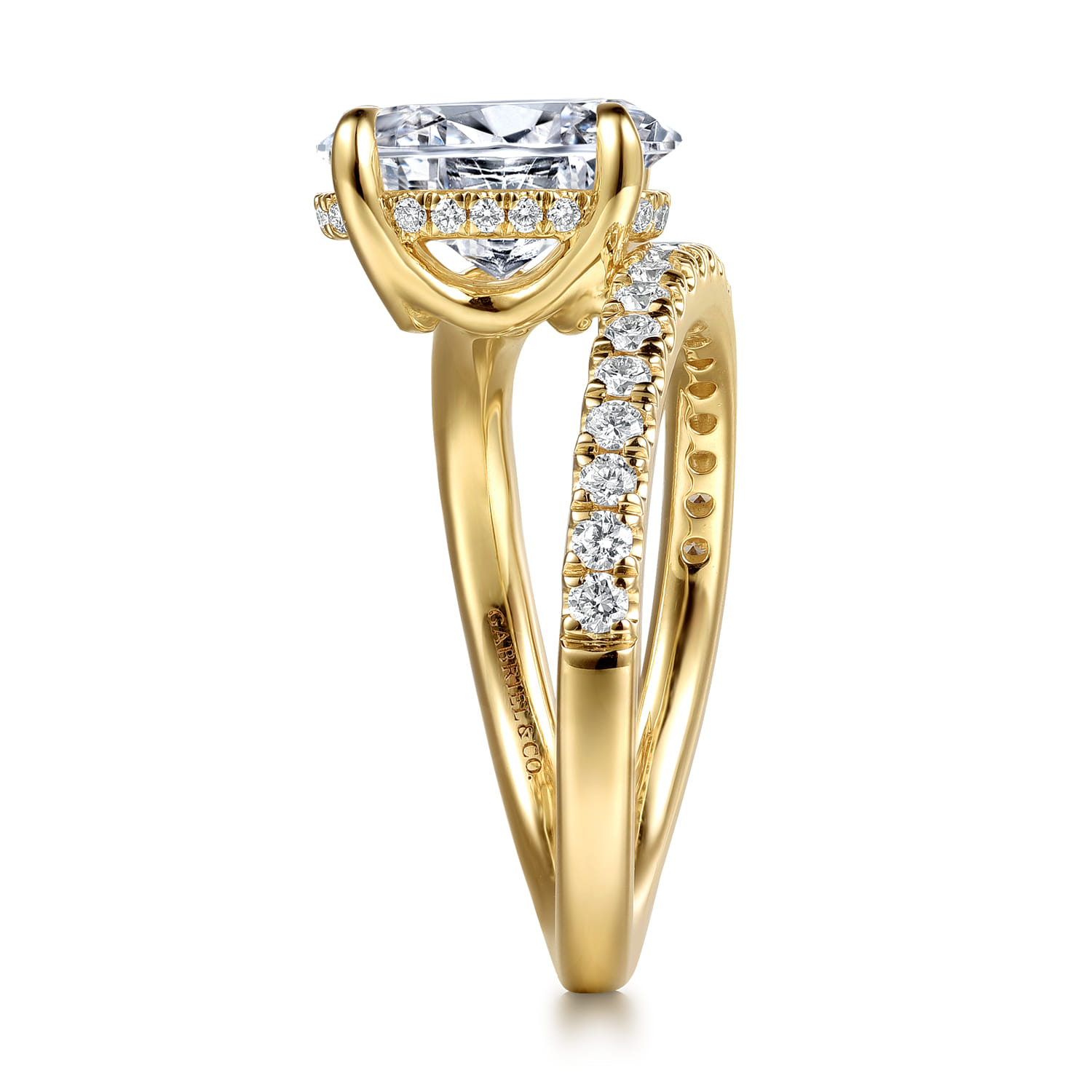 Frost - 14K Yellow Gold Split Shank Oval Diamond Engagement Ring - 0.4 ct - Shot 5