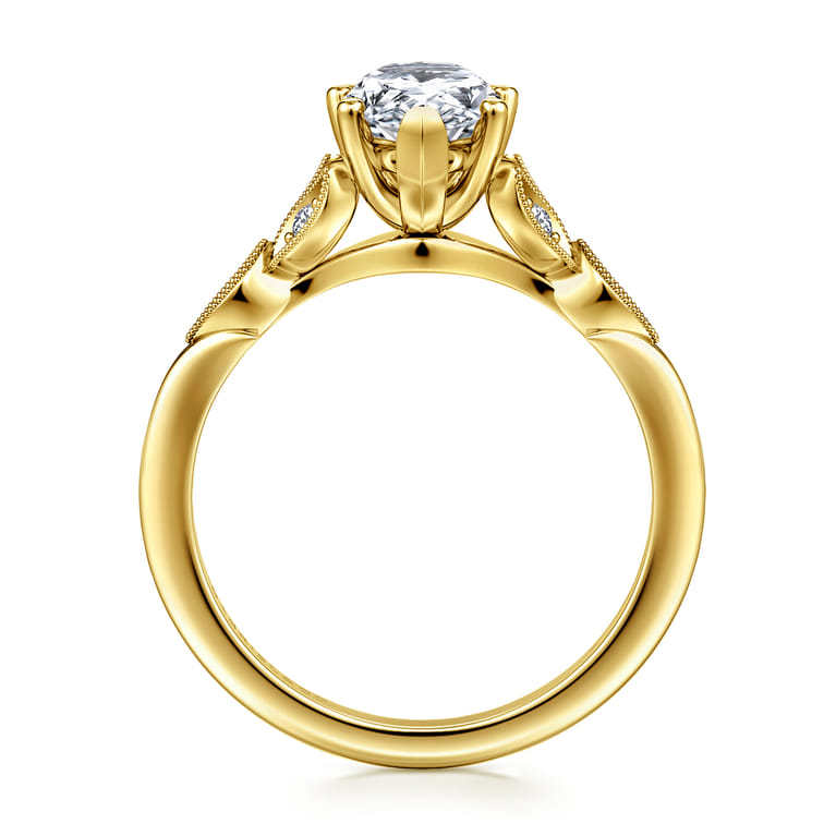 Celia - 14K Yellow Gold Pear Shape Diamond Engagement Ring - 0.08 ct - Shot 2