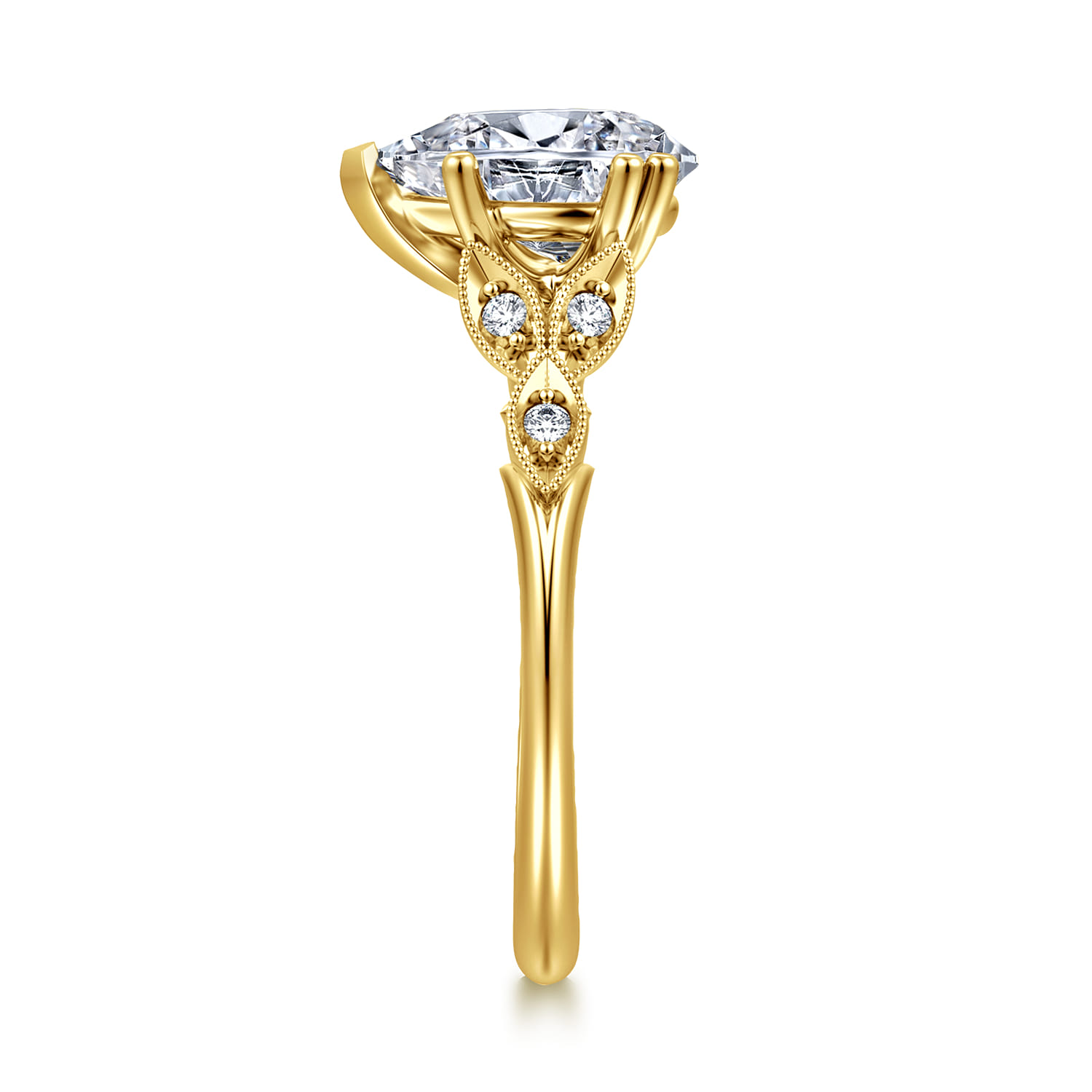 Celia - 14K Yellow Gold Pear Shape Diamond Engagement Ring - 0.08 ct - Shot 4