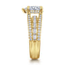 Brinne - 14K Yellow Gold Three Row Pear Shape Diamond Engagement Ring - 0.9 ct