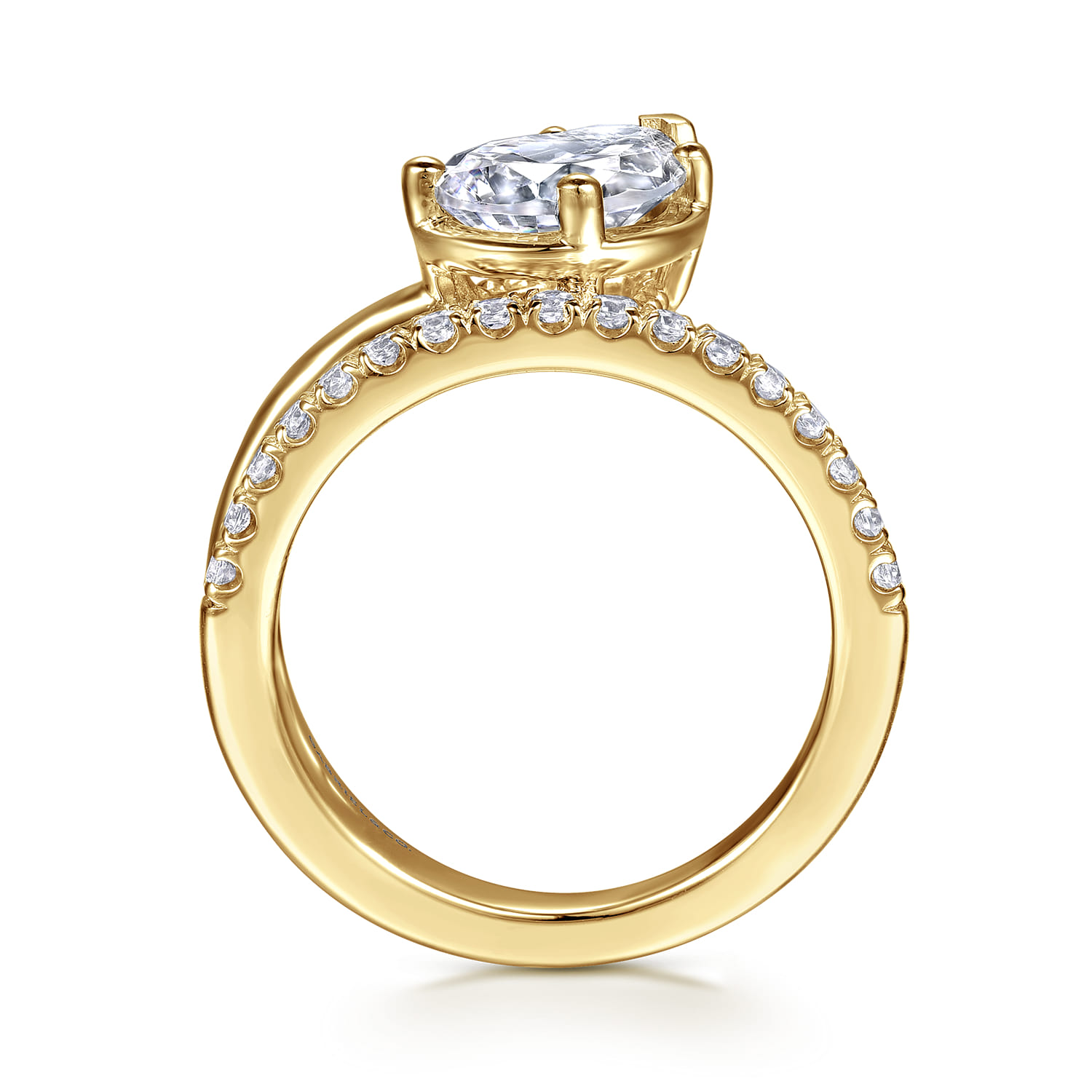 Margo - 14K Yellow Gold Bezel Prong Pear Shape Wrap Engagement Ring - 0.3 ct - Shot 2