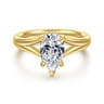 Sanah - 14K Yellow Gold Split Shank Pear Shape Diamond Engagement Ring - 0.08 ct