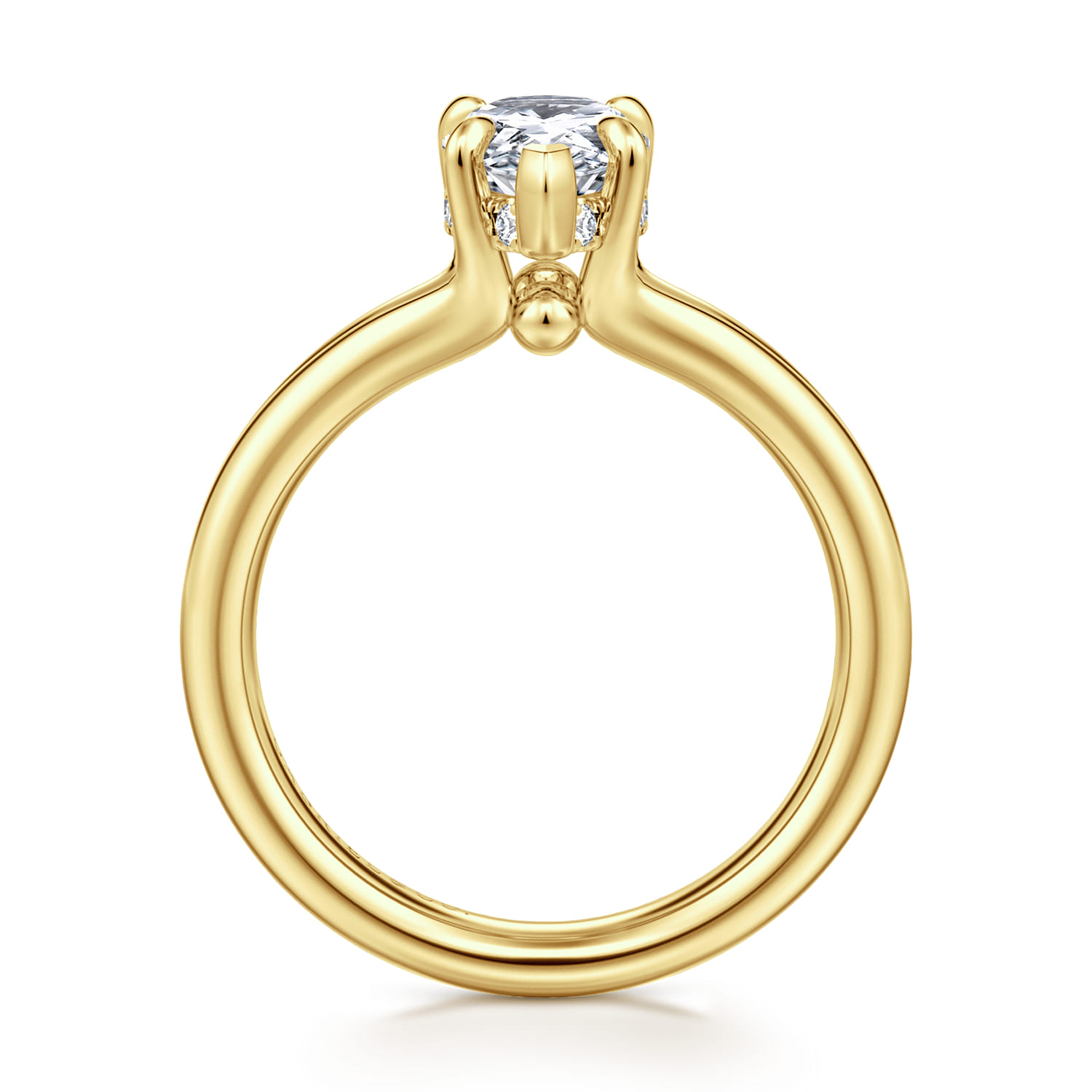 Sanah - 14K Yellow Gold Split Shank Pear Shape Diamond Engagement Ring - 0.08 ct - Shot 2
