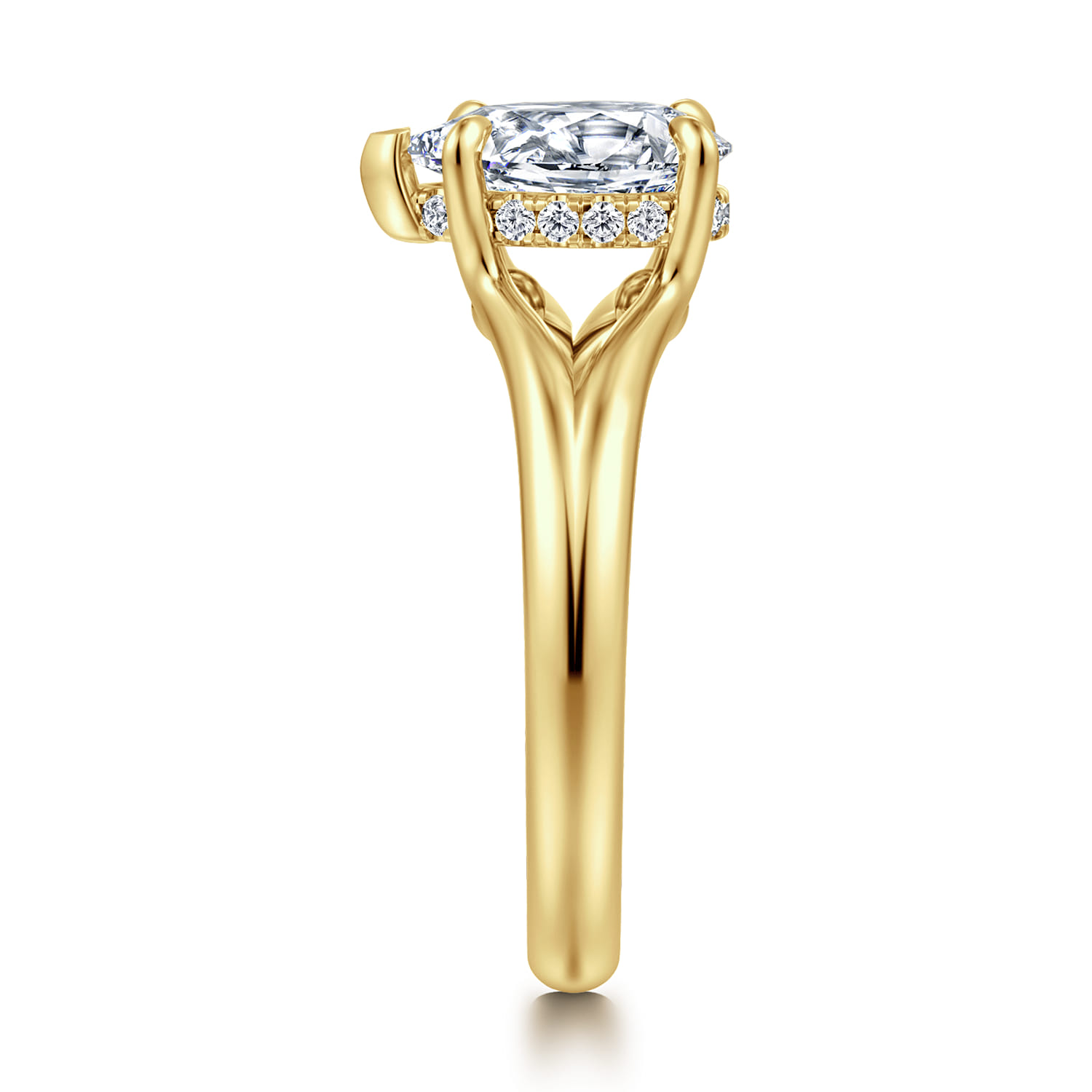 Sanah - 14K Yellow Gold Split Shank Pear Shape Diamond Engagement Ring - 0.08 ct - Shot 4