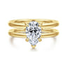 Oksana - 14K Yellow Gold Pear Shape Diamond Engagement Ring - 0.07 ct