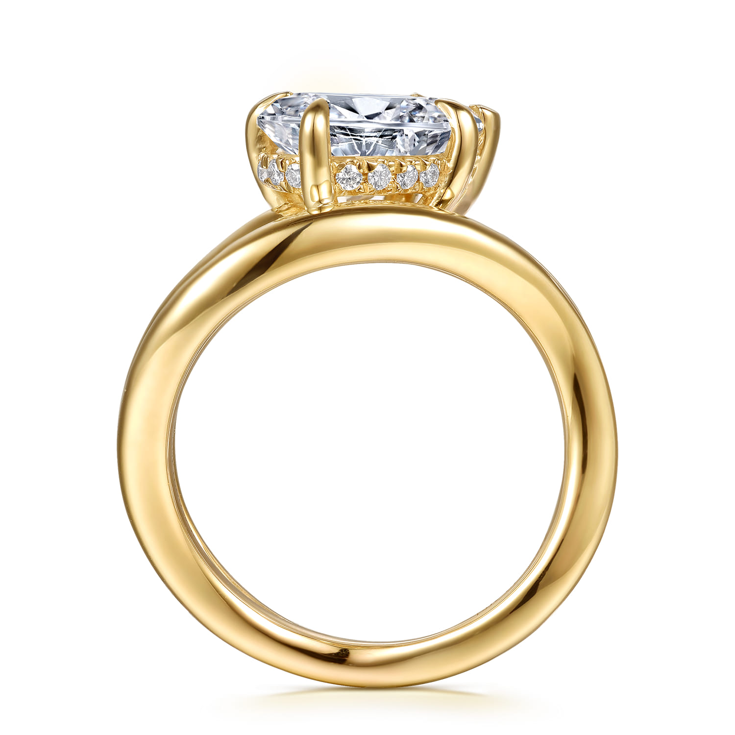 Eleanora - 14K Yellow Gold Pear Shape Diamond Wrap Engagement Ring - 0.08 ct - Shot 2