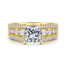 Brinne - 14K Yellow Gold Three Row Princess Cut Diamond Engagement Ring - 0.9 ct