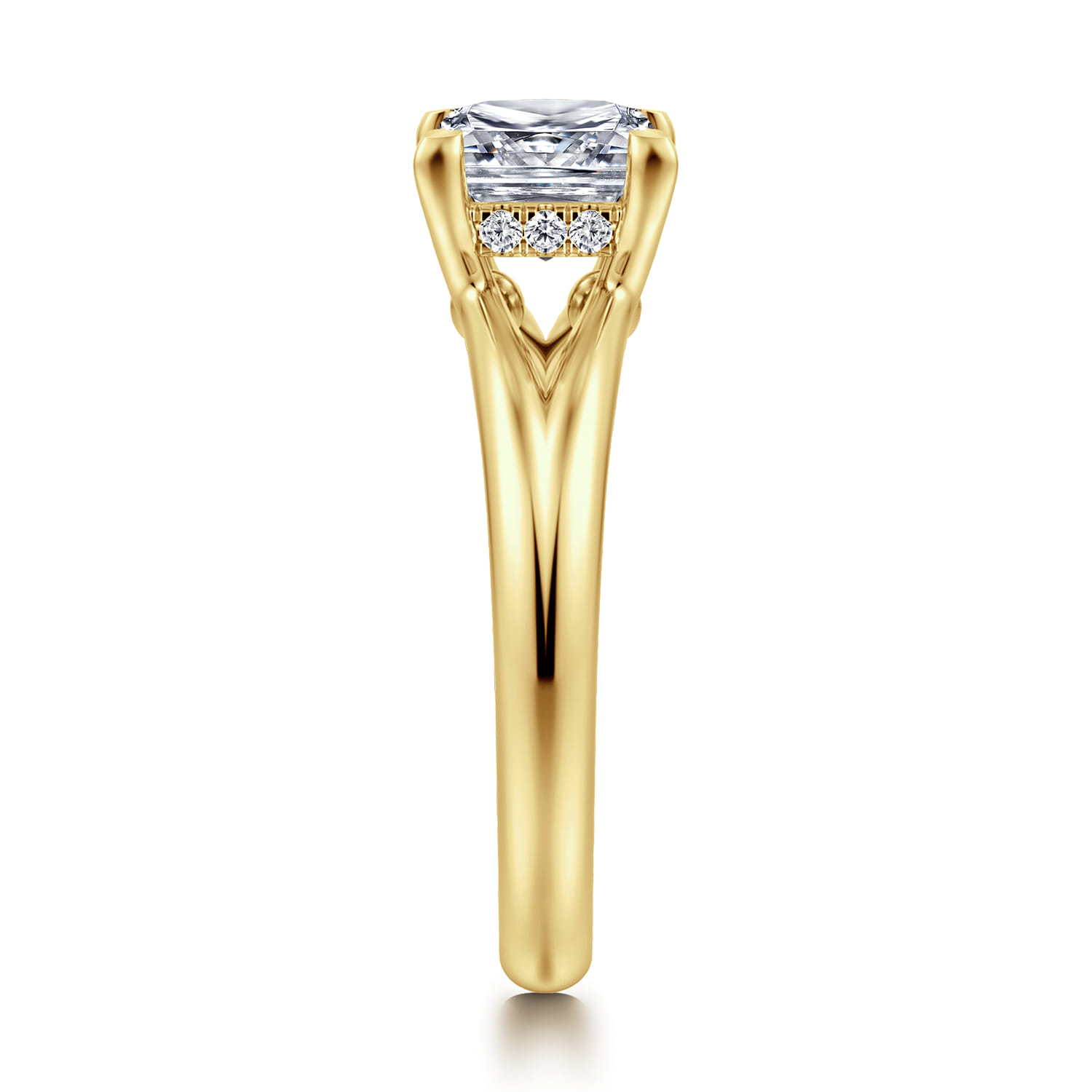 Sanah - 14K Yellow Gold Split Shank Princess Cut Diamond Engagement Ring - 0.07 ct - Shot 4