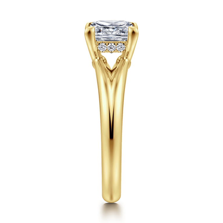 Sanah - 14K Yellow Gold Split Shank Princess Cut Diamond Engagement Ring - 0.07 ct - Shot 4