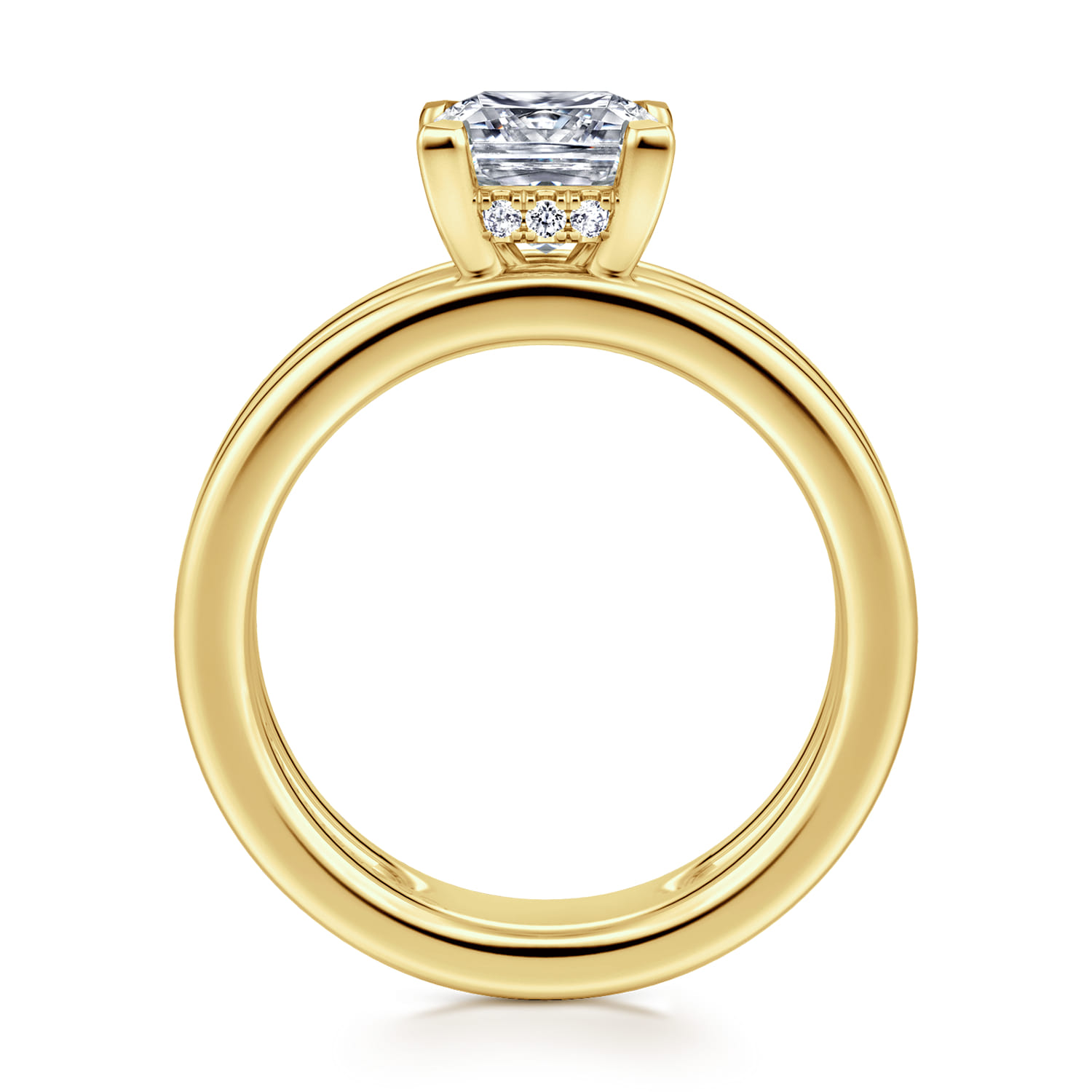 Oksana - 14K Yellow Gold Princess Cut Diamond Engagement Ring - 0.07 ct - Shot 2