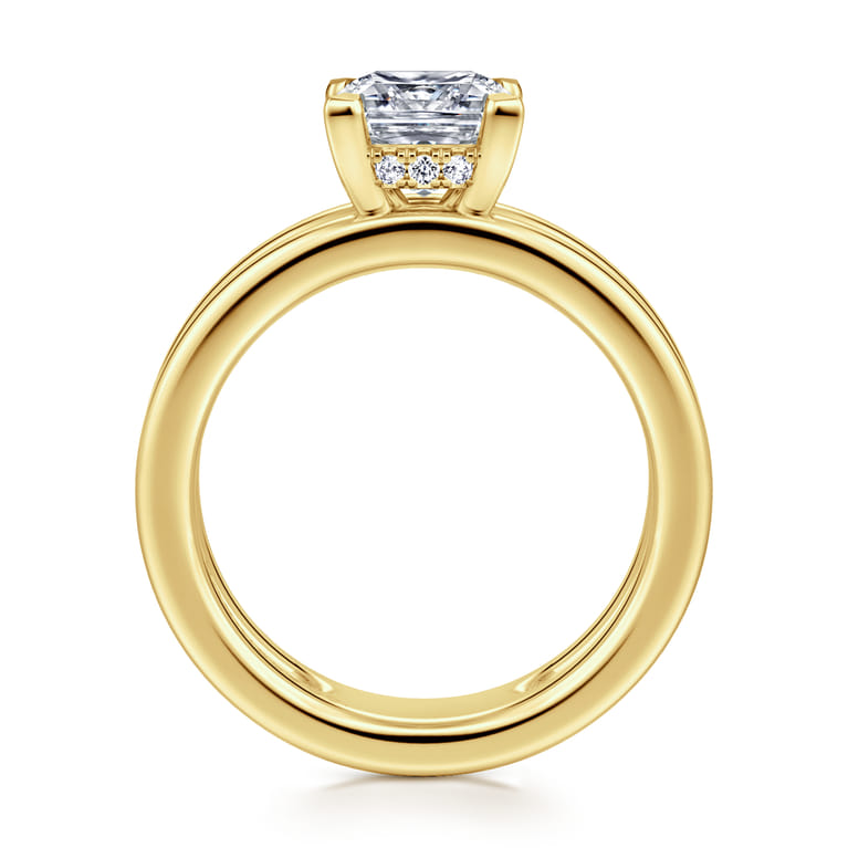 Oksana - 14K Yellow Gold Princess Cut Diamond Engagement Ring - 0.07 ct - Shot 2