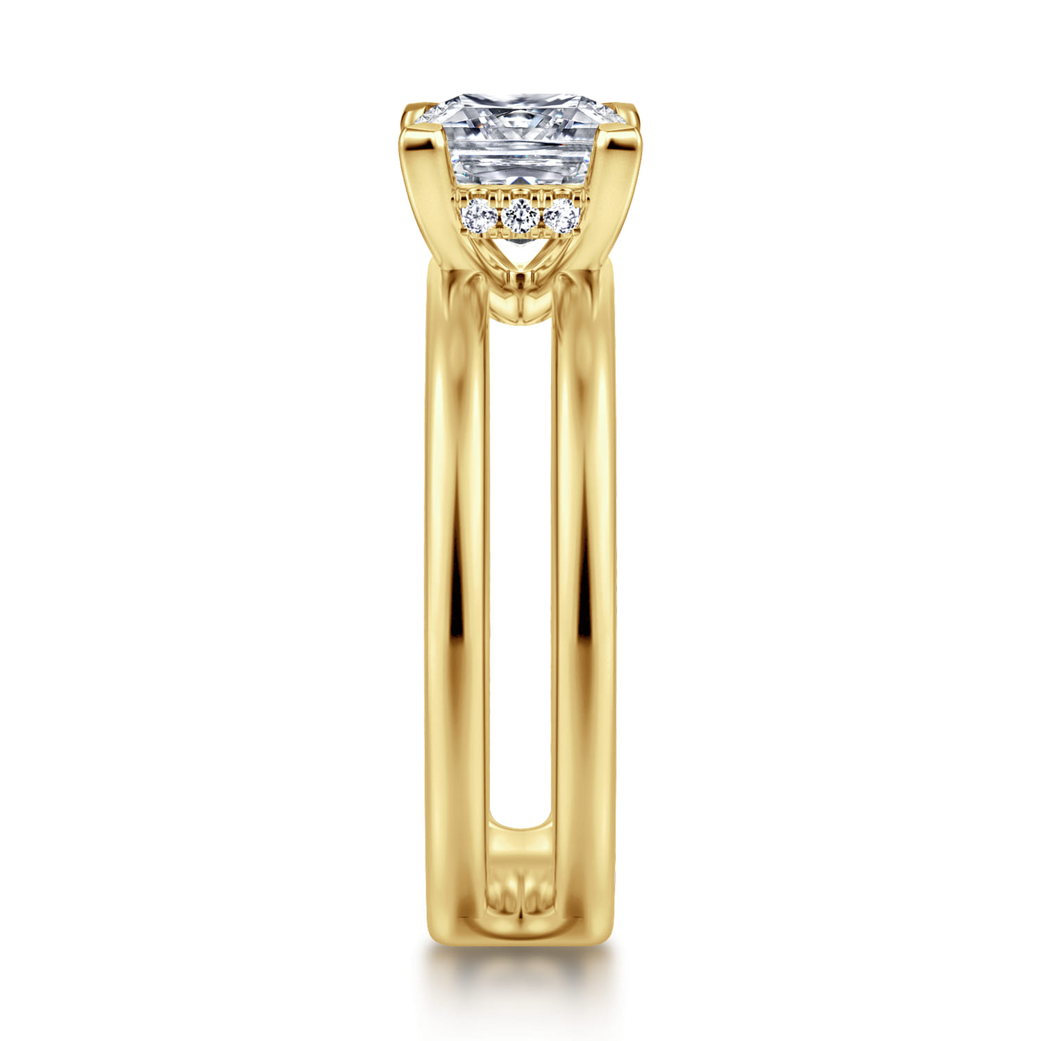 Oksana - 14K Yellow Gold Princess Cut Diamond Engagement Ring - 0.07 ct - Shot 4