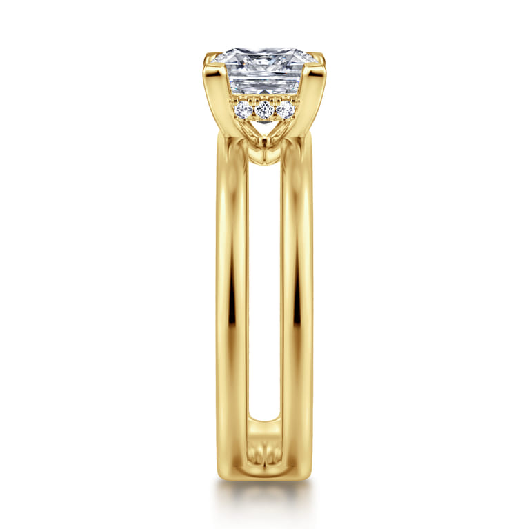 Oksana - 14K Yellow Gold Princess Cut Diamond Engagement Ring - 0.07 ct - Shot 4
