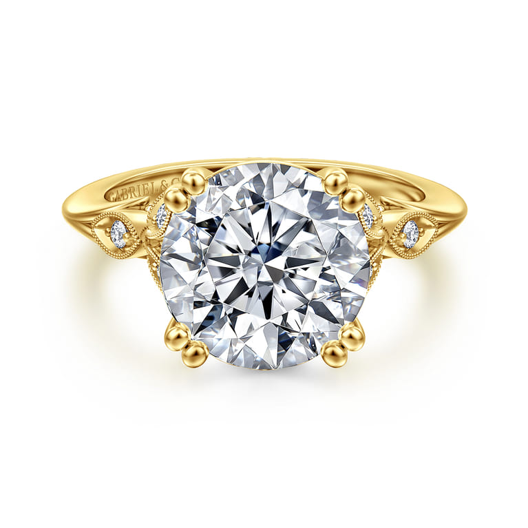 Celia - 14K Yellow Gold Round Diamond Engagement Ring - 0.08 ct - Shot 1
