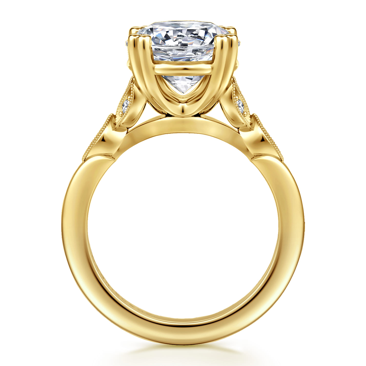 Celia - 14K Yellow Gold Round Diamond Engagement Ring - 0.08 ct - Shot 2