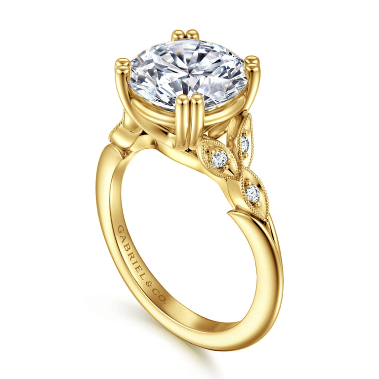 Celia - 14K Yellow Gold Round Diamond Engagement Ring - 0.08 ct - Shot 3