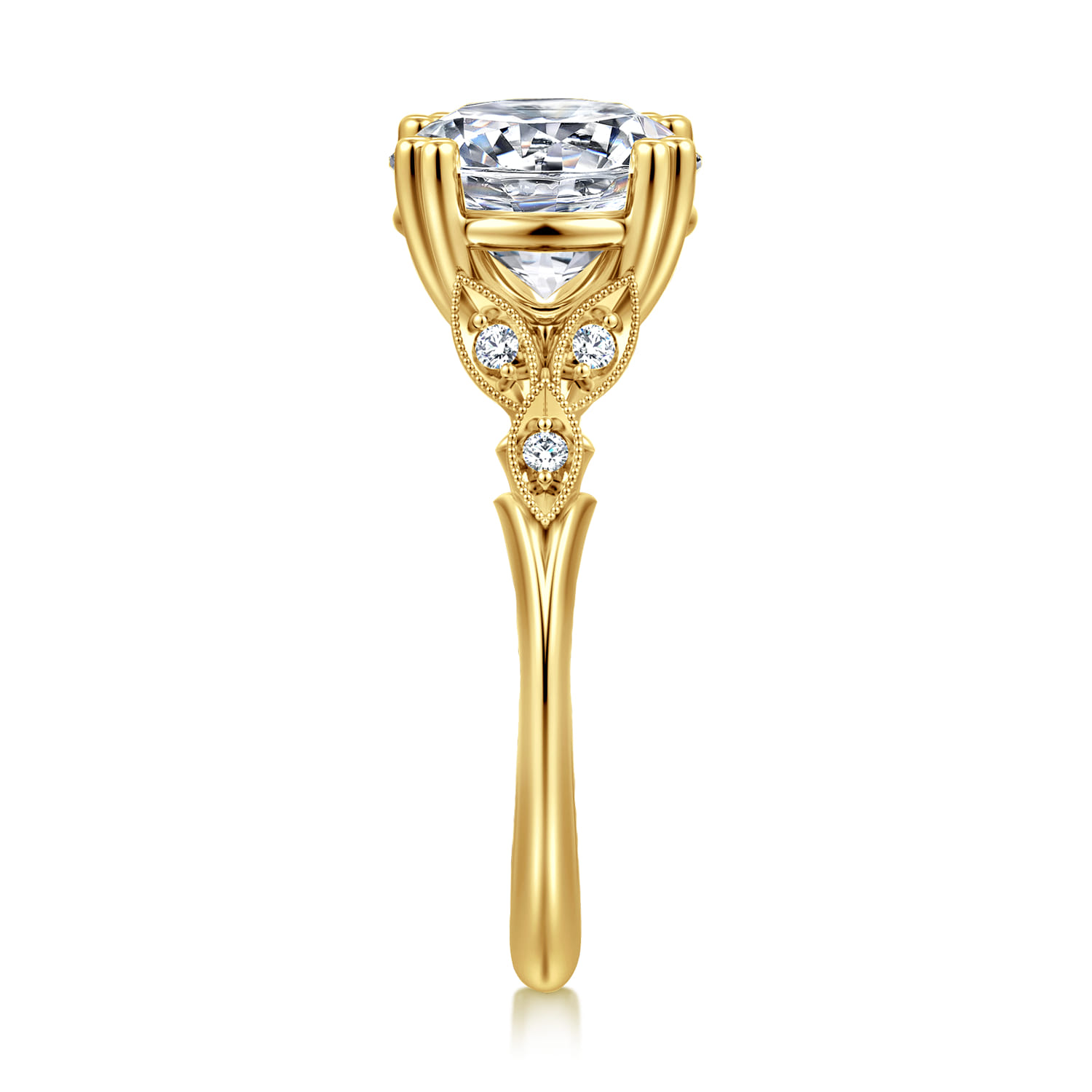 Celia - 14K Yellow Gold Round Diamond Engagement Ring - 0.08 ct - Shot 4
