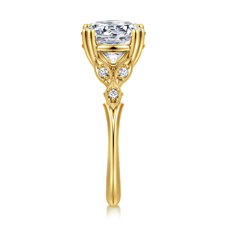Celia - 14K Yellow Gold Round Diamond Engagement Ring - 0.08 ct - Shot 4