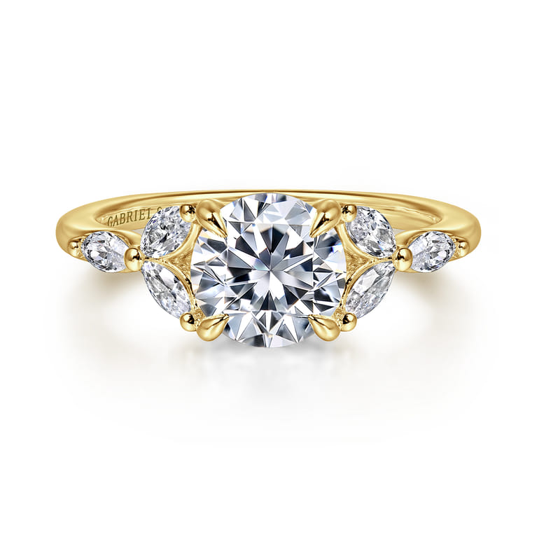Adella - 14K Yellow Gold Round Diamond Engagement Ring - 0.39 ct - Shot 1