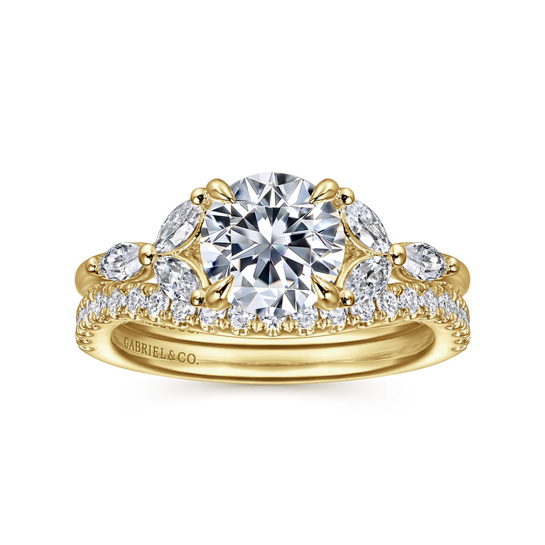 Adella - 14K Yellow Gold Round Diamond Engagement Ring - 0.39 ct - Shot 4