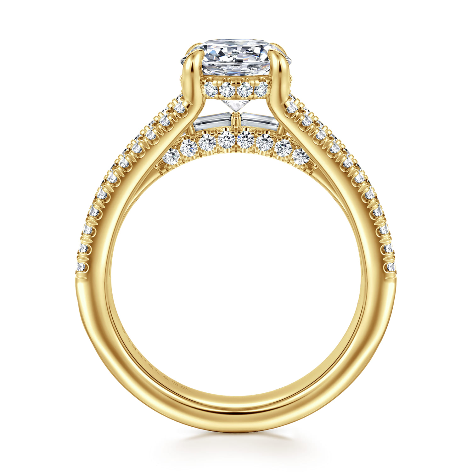 Brinne - 14K Yellow Gold Three Row Round Diamond Engagement Ring - 0.9 ct - Shot 2