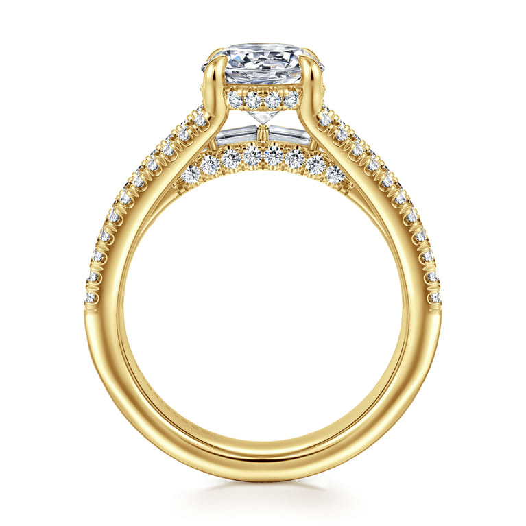 Brinne - 14K Yellow Gold Three Row Round Diamond Engagement Ring - 0.9 ct - Shot 2