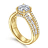 Brinne - 14K Yellow Gold Three Row Round Diamond Engagement Ring - 0.9 ct
