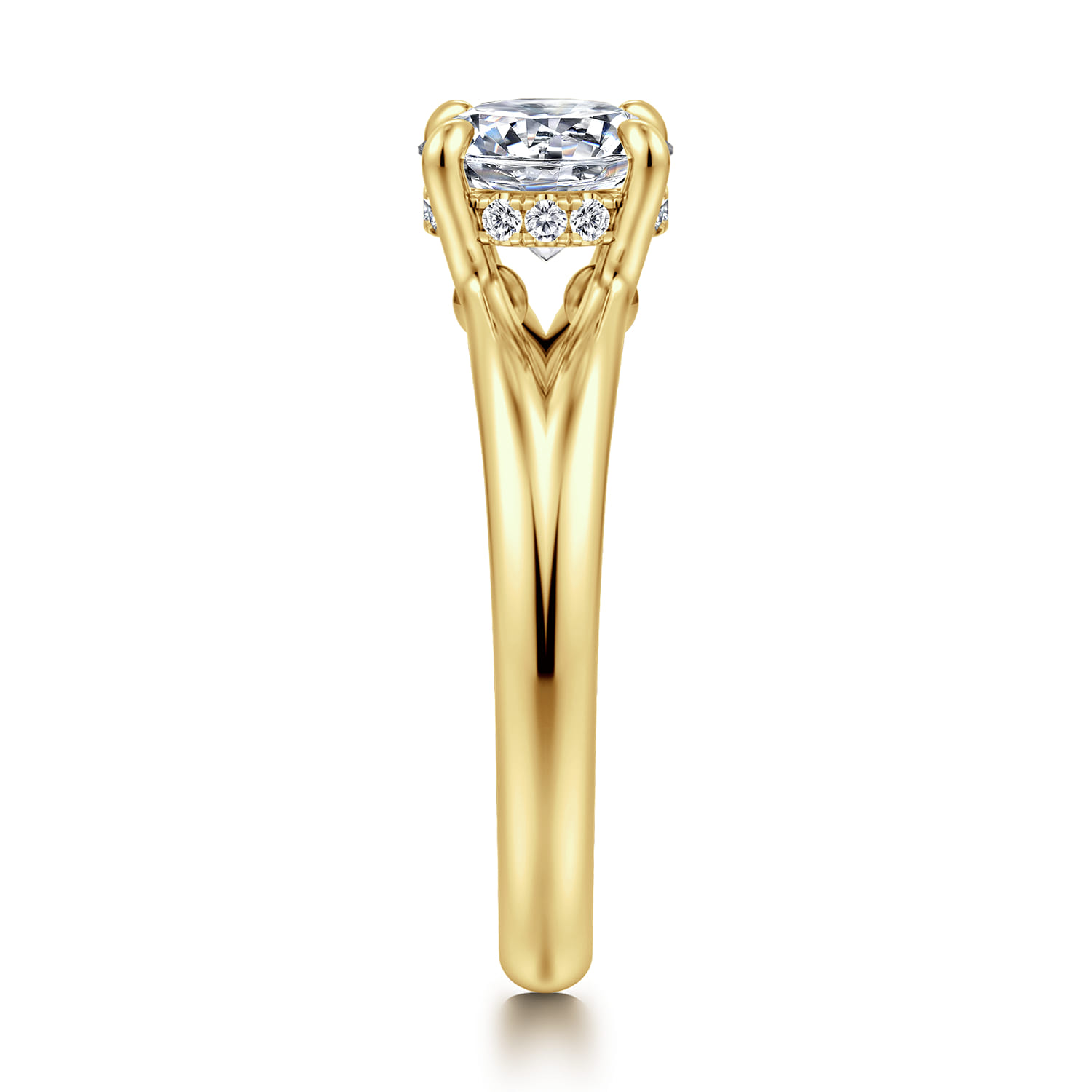 Sanah - 14K Yellow Gold Split Shank Round Diamond Engagement Ring - 0.07 ct - Shot 4