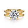 Oksana - 14K Yellow Gold Split Shank Round Diamond Engagement Ring - 0.1 ct