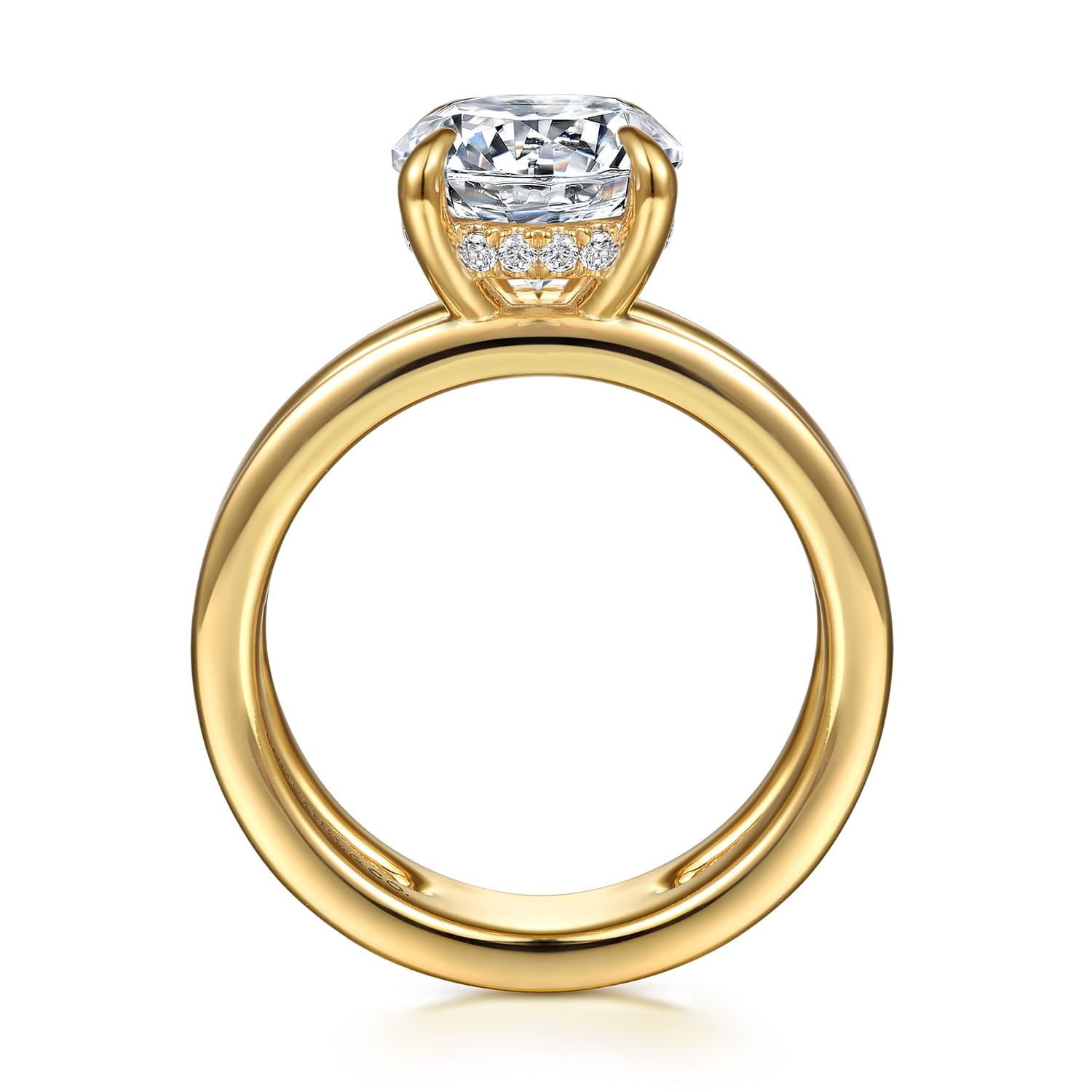 Oksana - 14K Yellow Gold Split Shank Round Diamond Engagement Ring - 0.1 ct - Shot 2