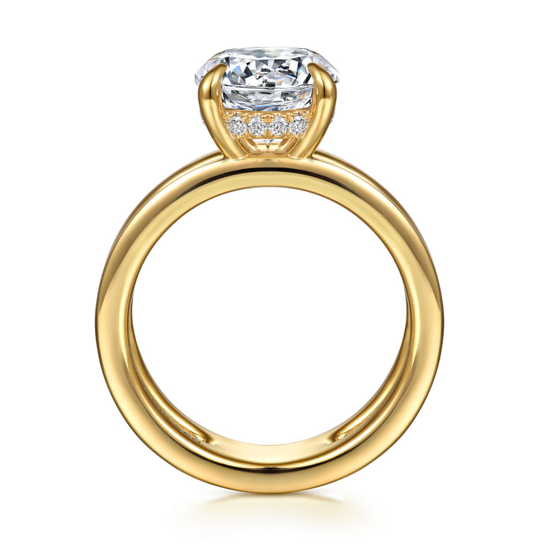 Oksana - 14K Yellow Gold Split Shank Round Diamond Engagement Ring - 0.1 ct - Shot 2