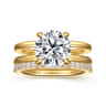 Oksana - 14K Yellow Gold Split Shank Round Diamond Engagement Ring - 0.1 ct