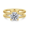 Oksana - 14K Yellow Gold Split Shank Round Diamond Engagement Ring - 0.07 ct