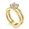 Oksana - 14K Yellow Gold Split Shank Round Diamond Engagement Ring - 0.07 ct