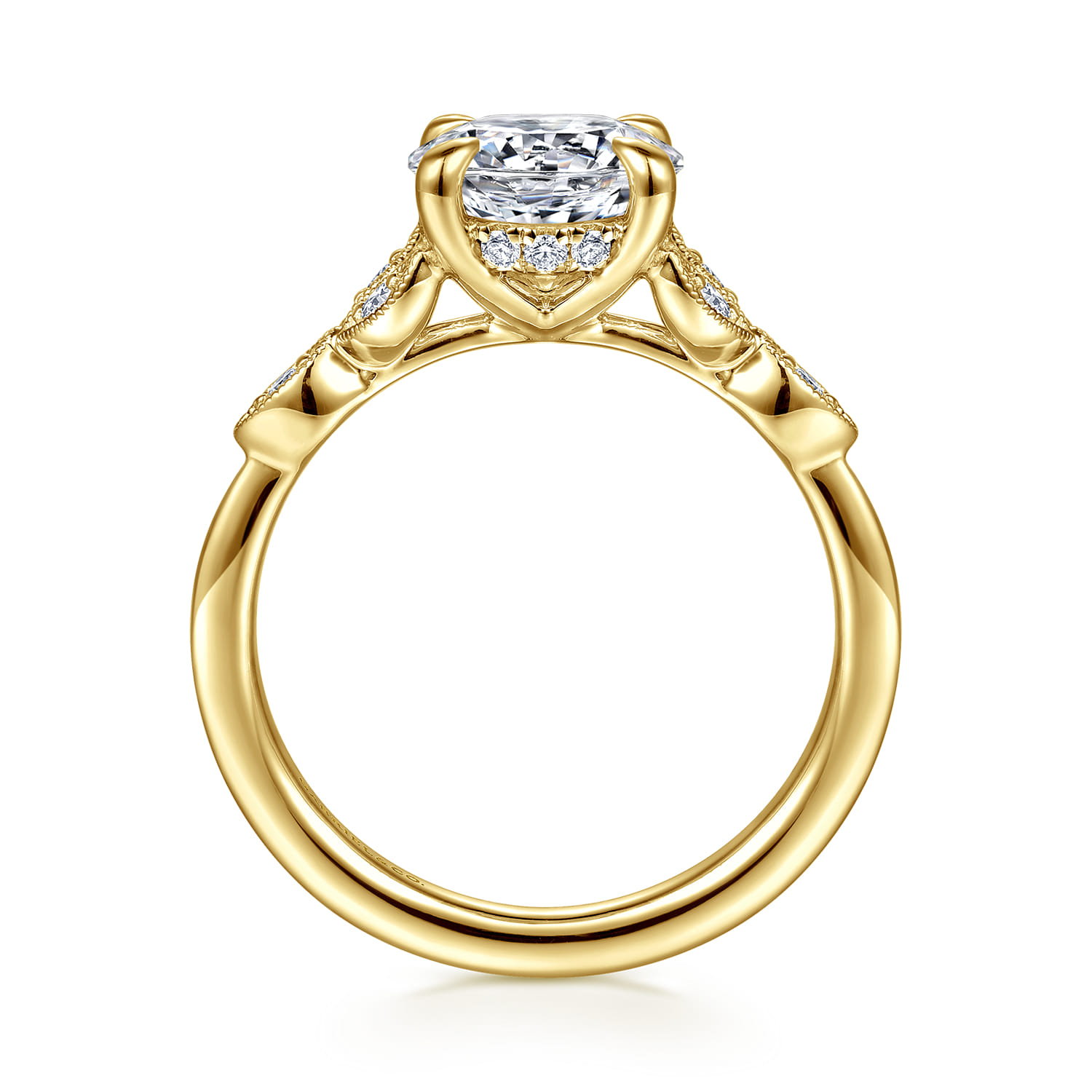Brigida - Vintage Inspired 14K Yellow Gold Round Diamond Engagement Ring - 0.15 ct - Shot 2