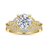 Brigida - Vintage Inspired 14K Yellow Gold Round Diamond Engagement Ring - 0.15 ct