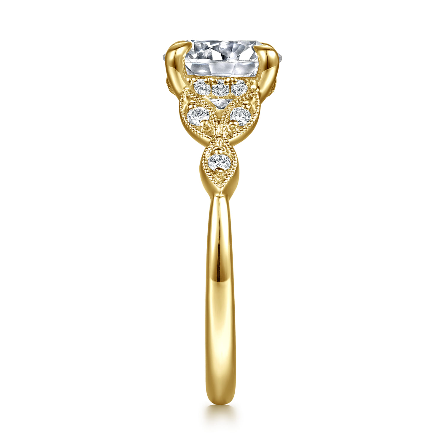 Brigida - Vintage Inspired 14K Yellow Gold Round Diamond Engagement Ring - 0.15 ct - Shot 5