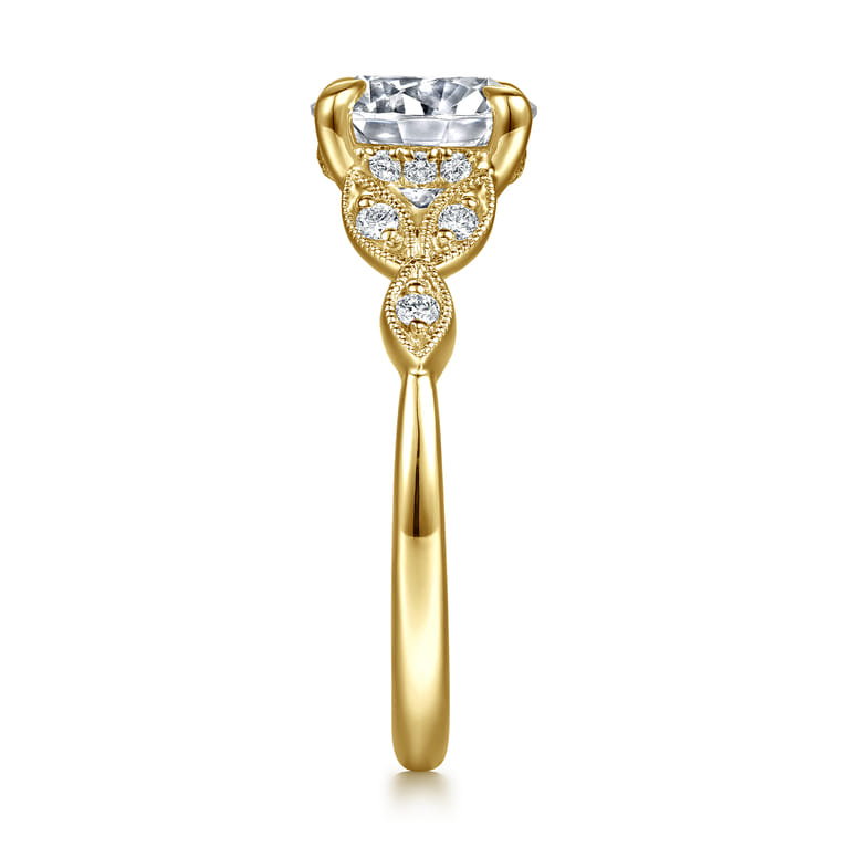 Brigida - Vintage Inspired 14K Yellow Gold Round Diamond Engagement Ring - 0.15 ct - Shot 5
