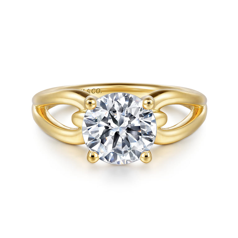 Elie - 14K Yellow Gold Round Split Shank Diamond Engagement Ring - Shot 1