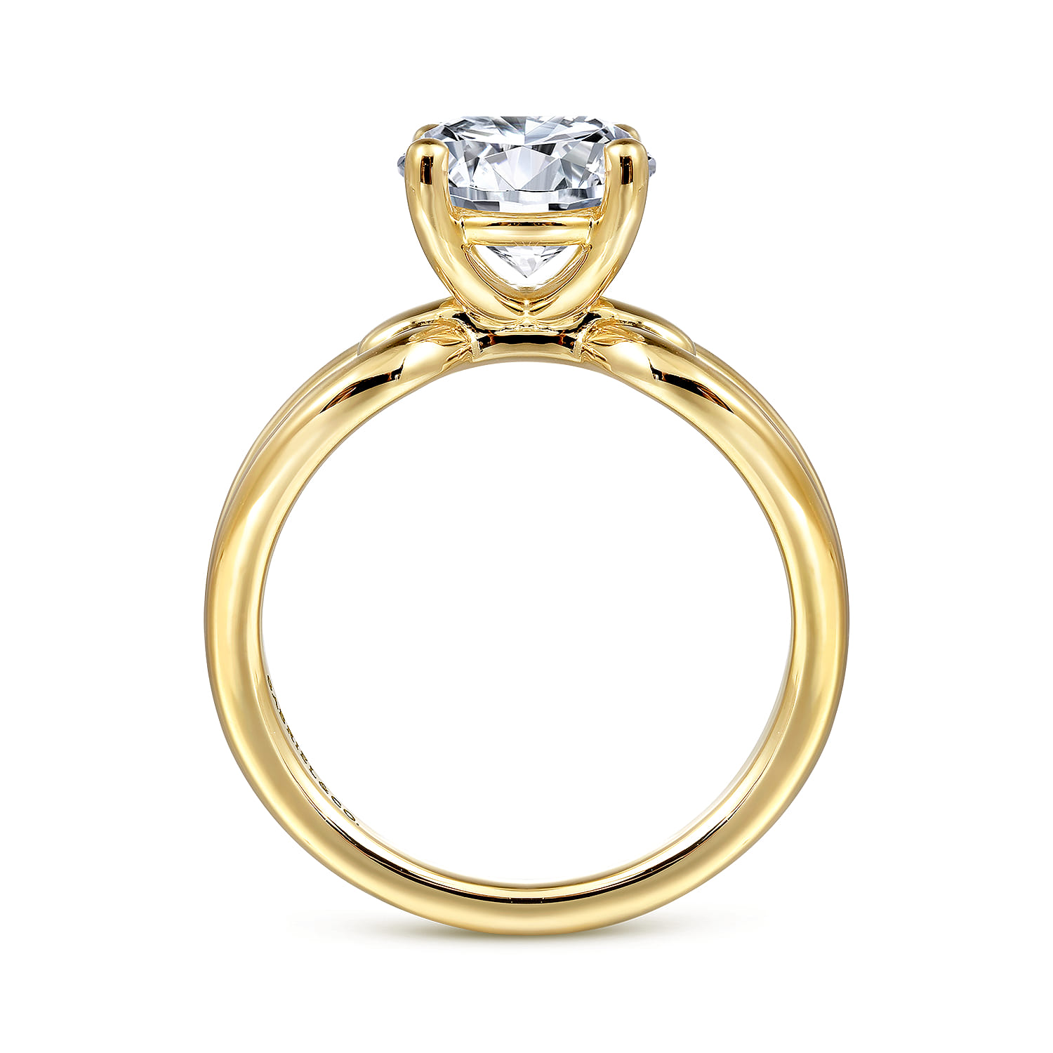 Elie - 14K Yellow Gold Round Split Shank Diamond Engagement Ring - Shot 2