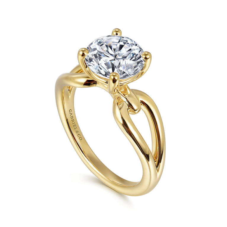 Elie - 14K Yellow Gold Round Split Shank Diamond Engagement Ring - Shot 3
